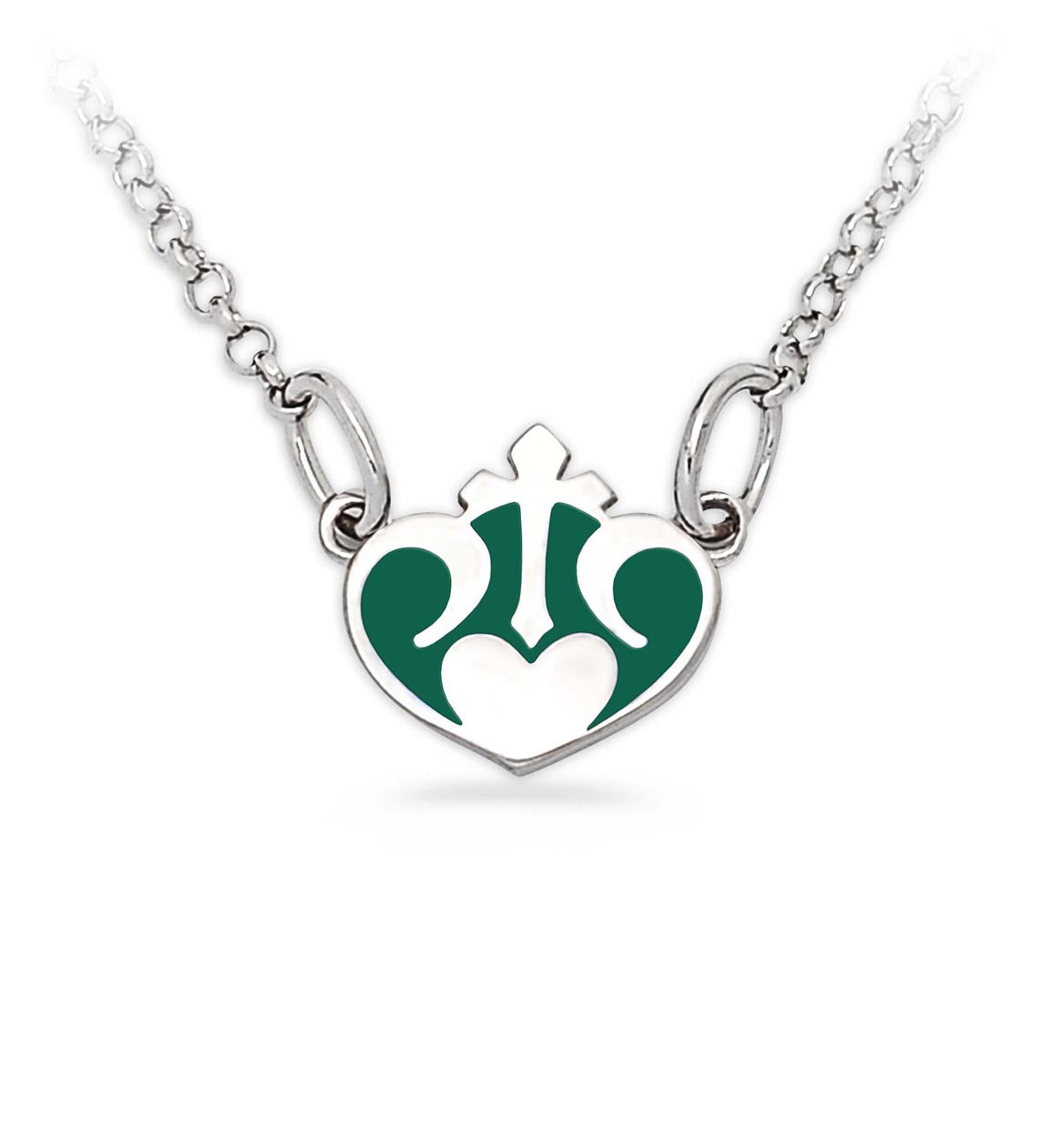 CUORE MESSAGGERO-Pendente smalto verde