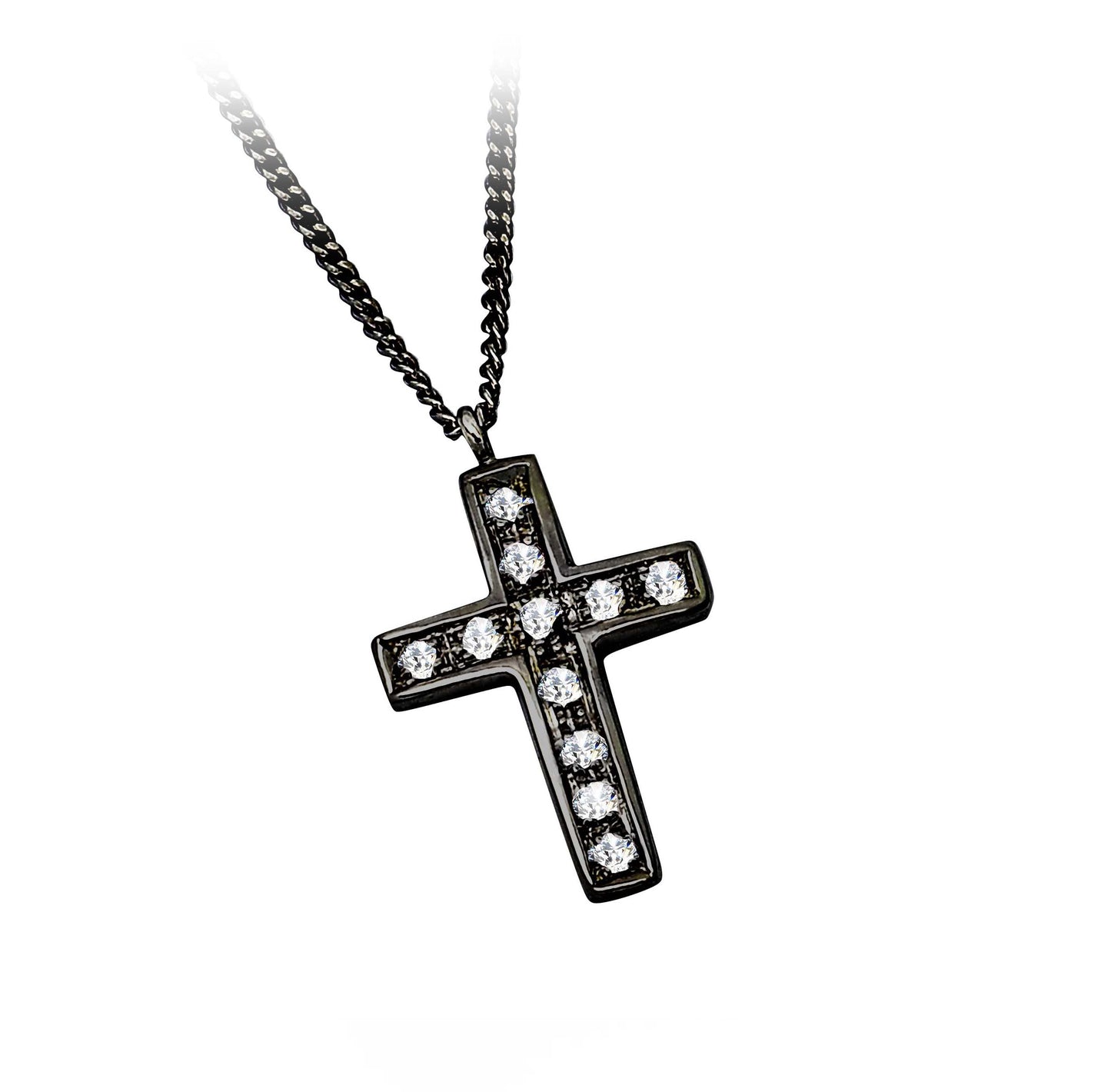 Croce con zirconi nero