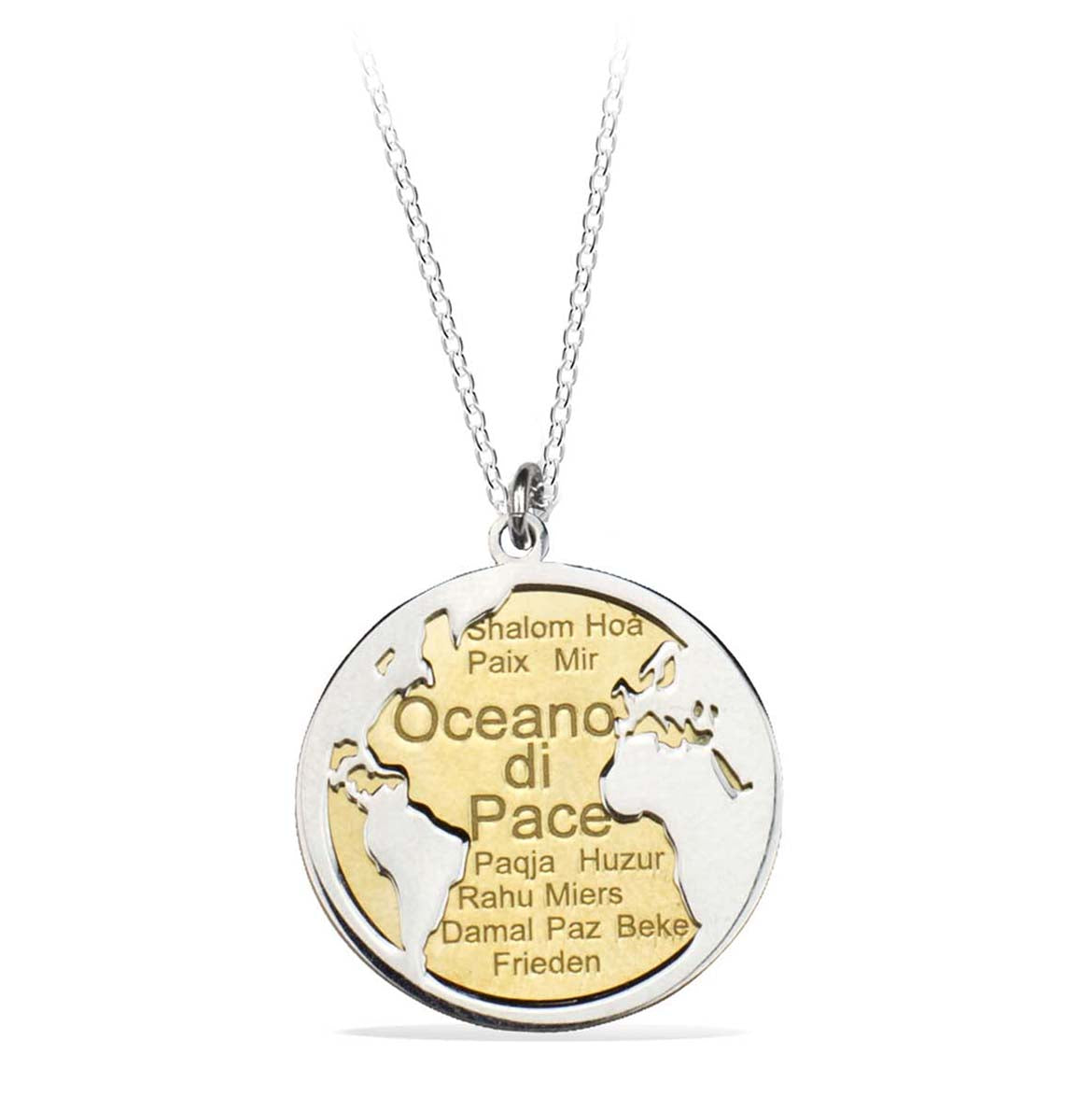 OCEANO DI PACE-Pendente rodio e dorato