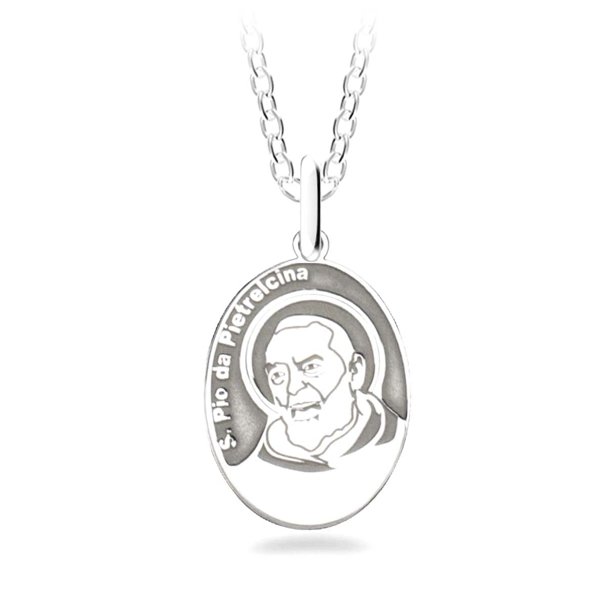 MEDAGLIA DIVINA-Pendente rodio (Padre Pio)