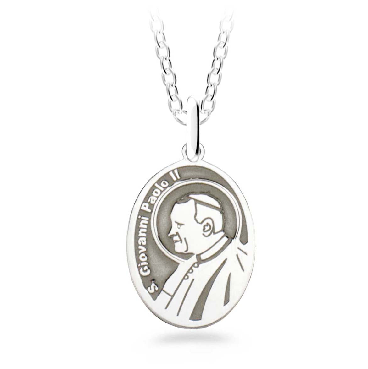 MEDAGLIA DIVINA-Pendente rodio (Giovanni Paolo II)