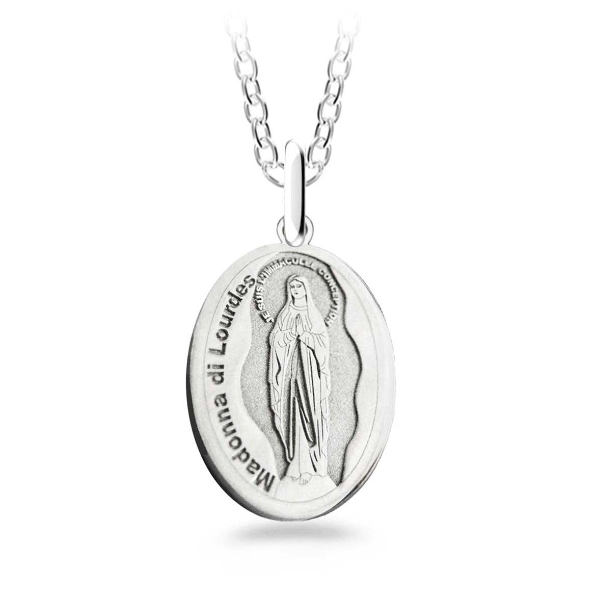 MEDAGLIA DIVINA-Pendente rodio (Madonna di Lourdes)