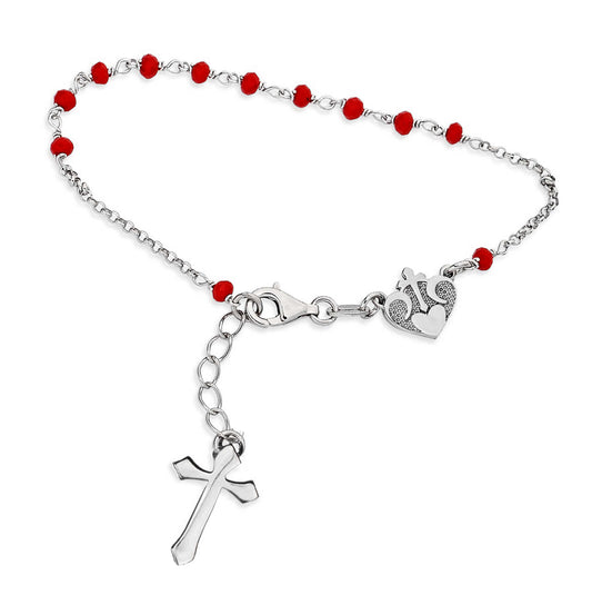 Bracciale CROCE-CUORE rosso (senza smalto)