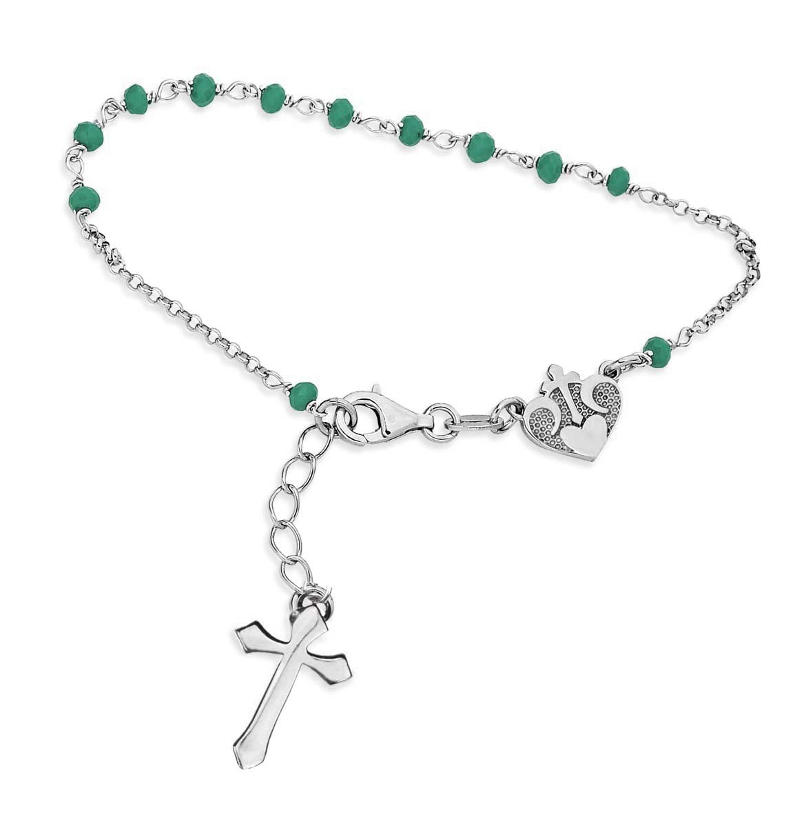 Bracciale CROCE-CUORE verde (senza smalto)