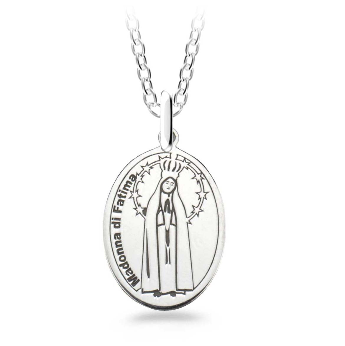 MEDAGLIA DIVINA-Pendente rodio (Madonna di Fatima)