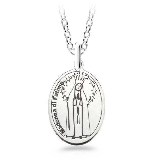 MEDAGLIA DIVINA-Pendente rodio (Madonna di Fatima)